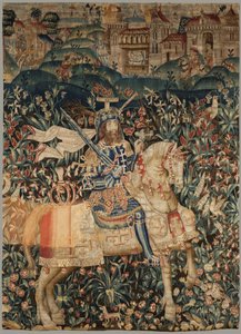 Gobelin med gudefrey af Bouillon, ca. 1500 (farvet uld med senere reparationer) af Flemish School